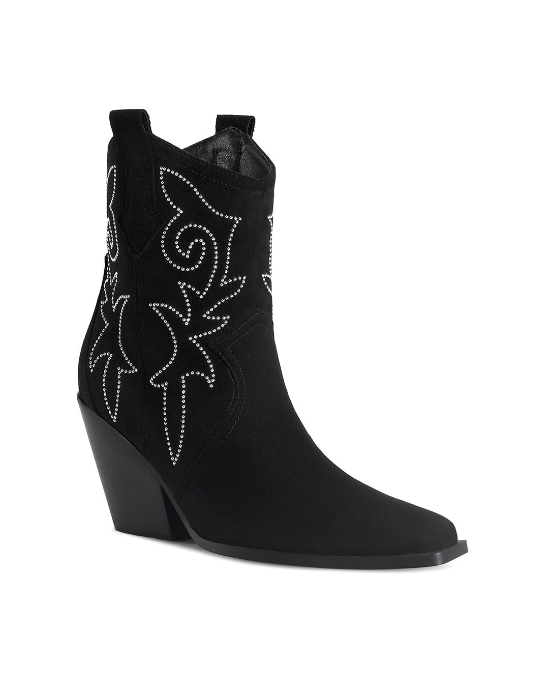 Yvette Western Boot Suede Cowboy Boots Ankle Boots Block Heel Pointed Square Toe Embroidered Lulamax Shoes