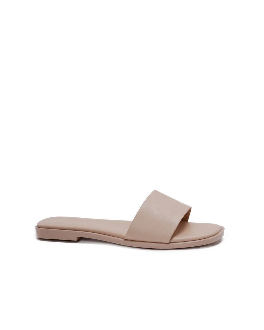 Lulamax Lucille Flat Sandal - Wide Single Strap, Comfortable Design - Nude