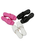 Lulamax Lydia Platform Sandal - Chunky Padded Sole, Versatile Design - Black, White & Pink