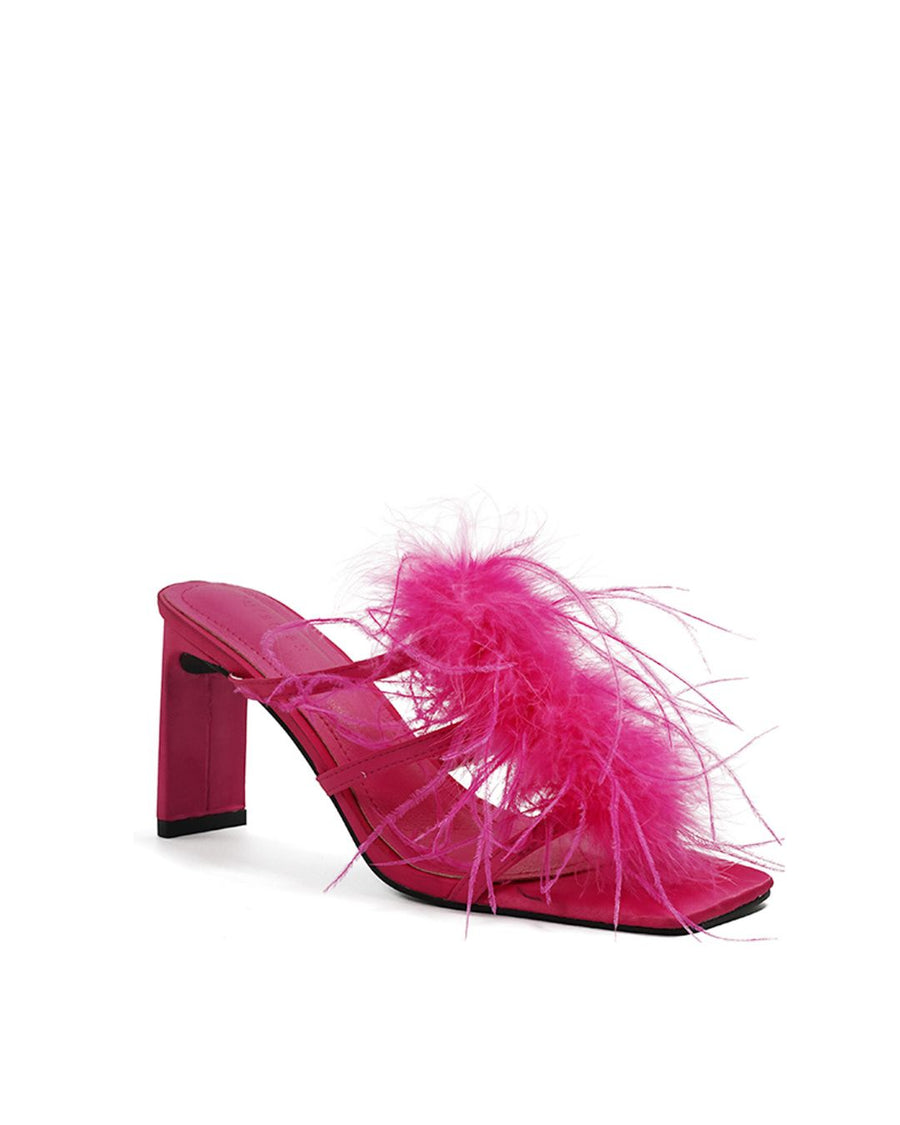 Lulamax Layla Feather Sandals - Opulent Feather Accents - Fuchsia